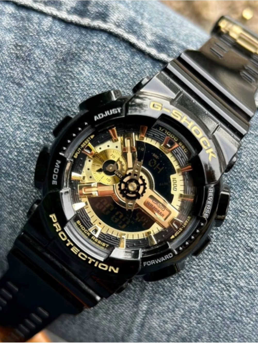 G-Shock Black and Gold Resin Sport Watch